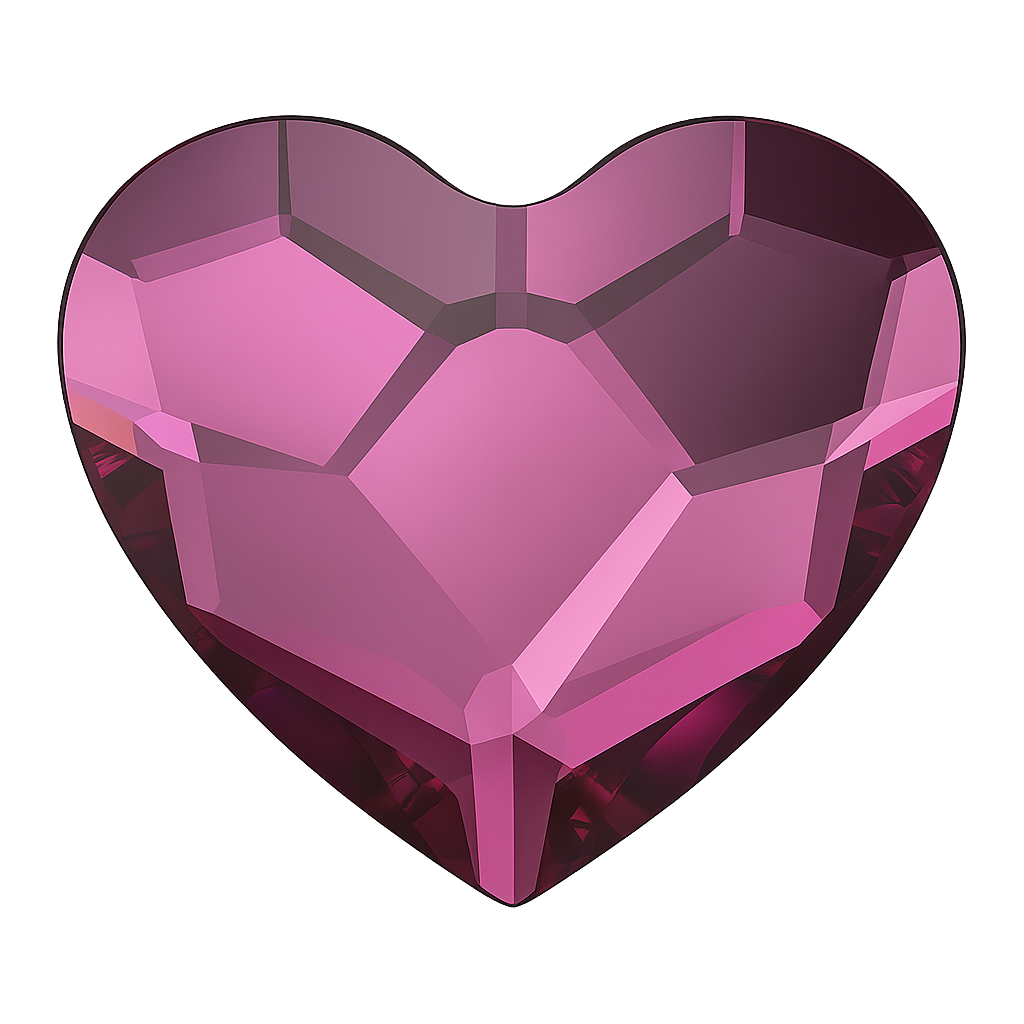 Swarovski 3.6mm Non Hot Fix Heart - Pack of 4 Dark Rose