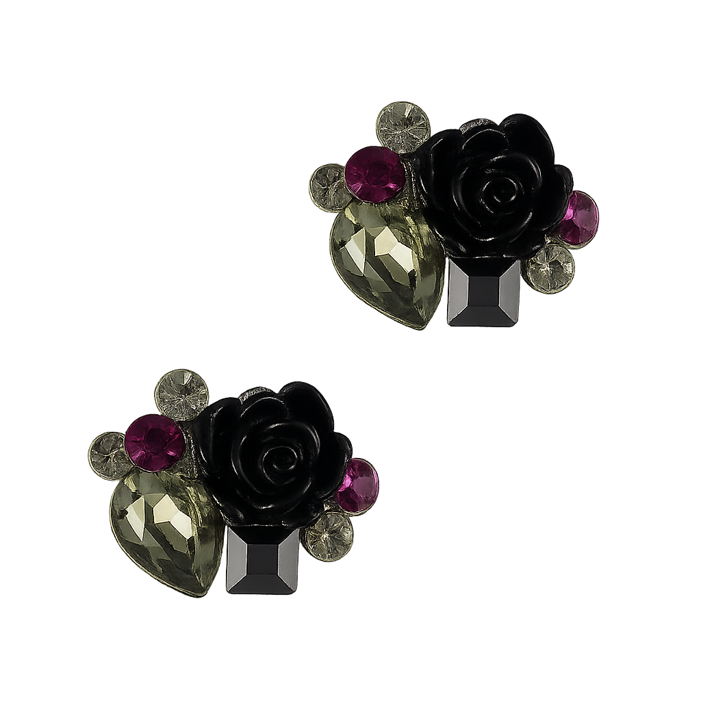 Swarovski Crystal Garden Rose Charm - Black
